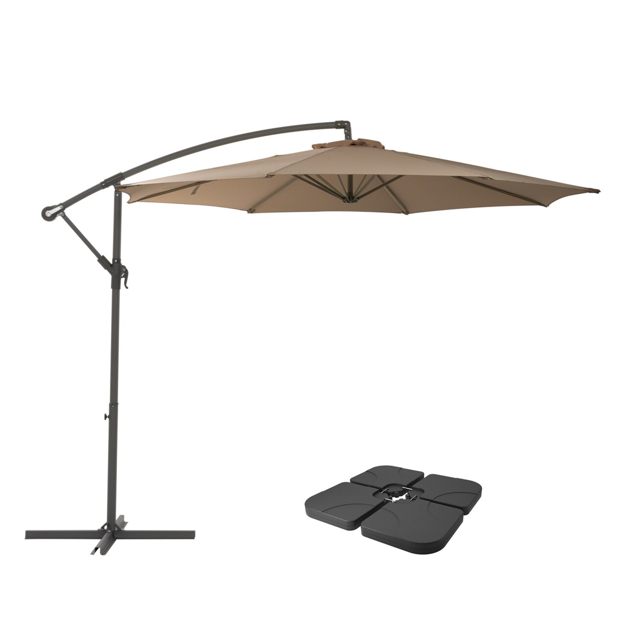 Corliving 9.5Ft Uv Resistant Offset Patio Umbrella And Patio Base Weights